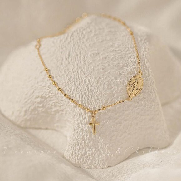 Catholic Rosary Bracelet Alloy Beads Cross Religious Jewelry for Women - Picture 4 of 9